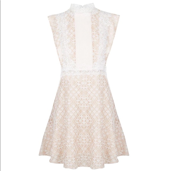 ✨SOLD✨ SANDRO Nude Peaches Lace Mini Dress - Picture 4 of 10